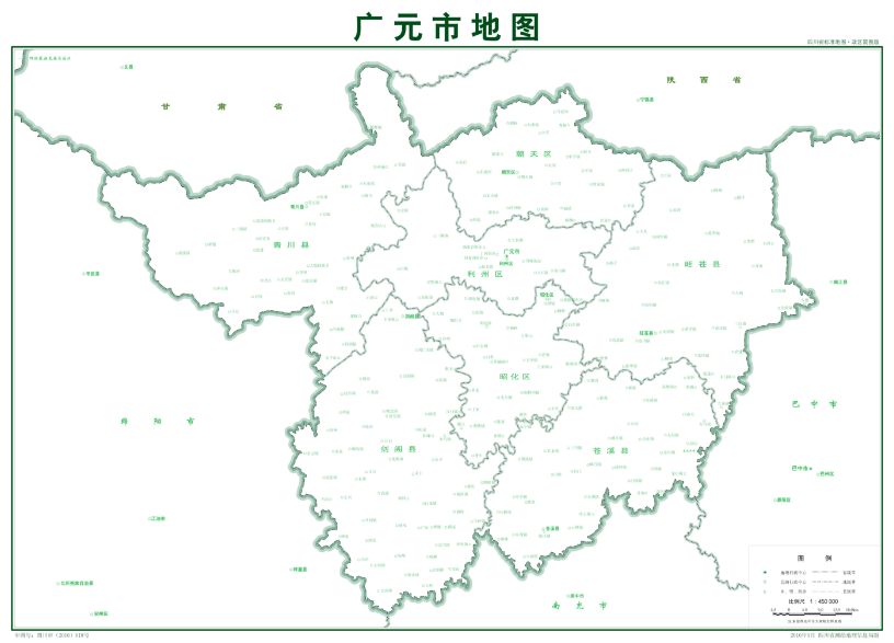 广元市标准地图政区简图(2016年5月四川省测绘地理信息局制)广元辖